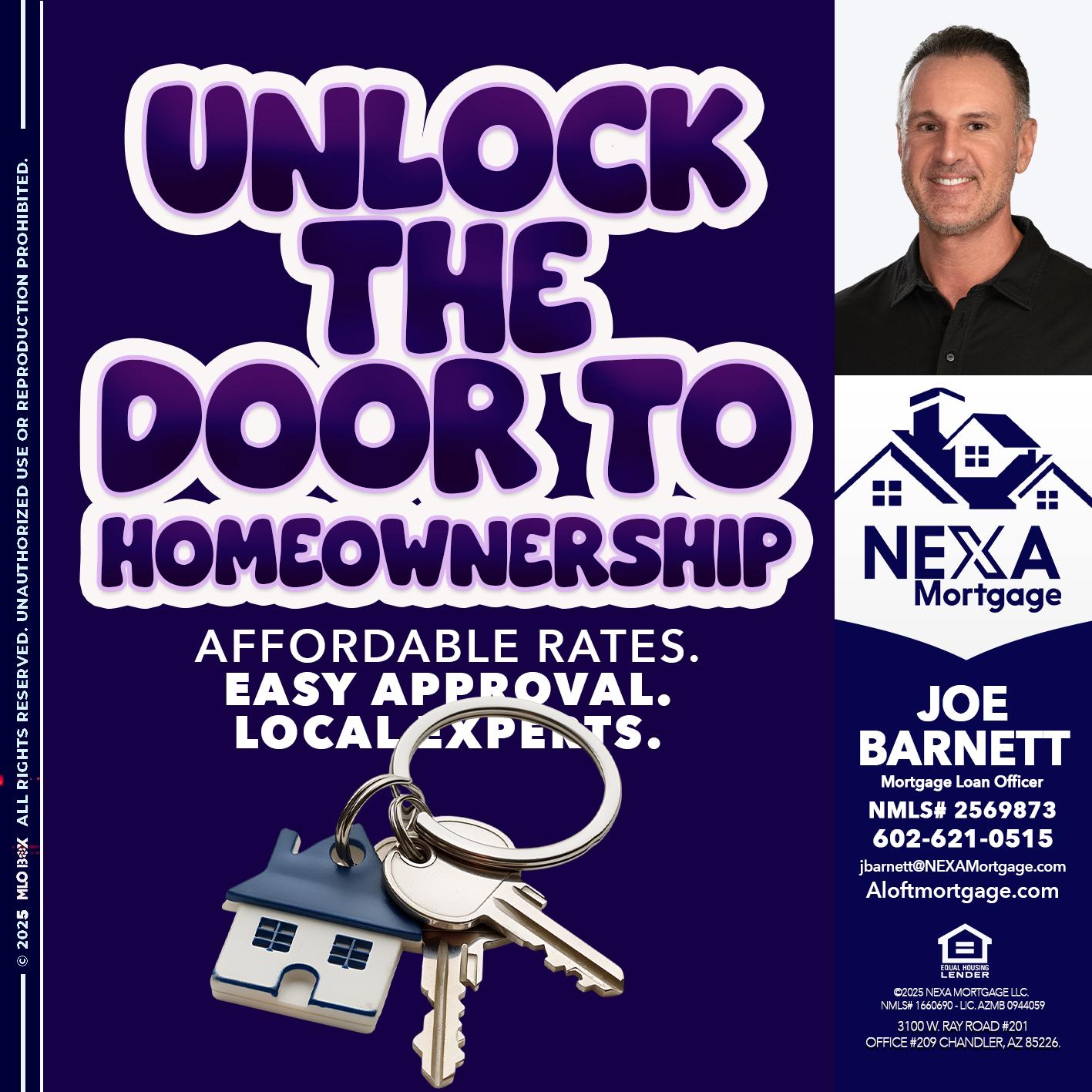 UNLOCK THE DOOR - Joe Barnett -Mortgage Loan Officer