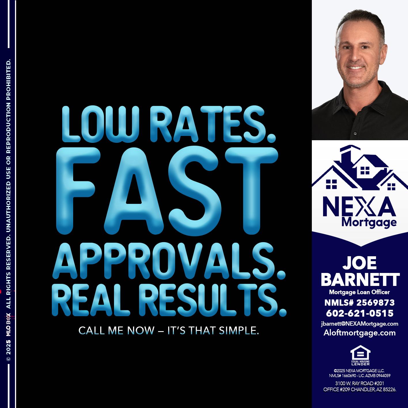 LOW RATES - Joe Barnett -Mortgage Loan Officer