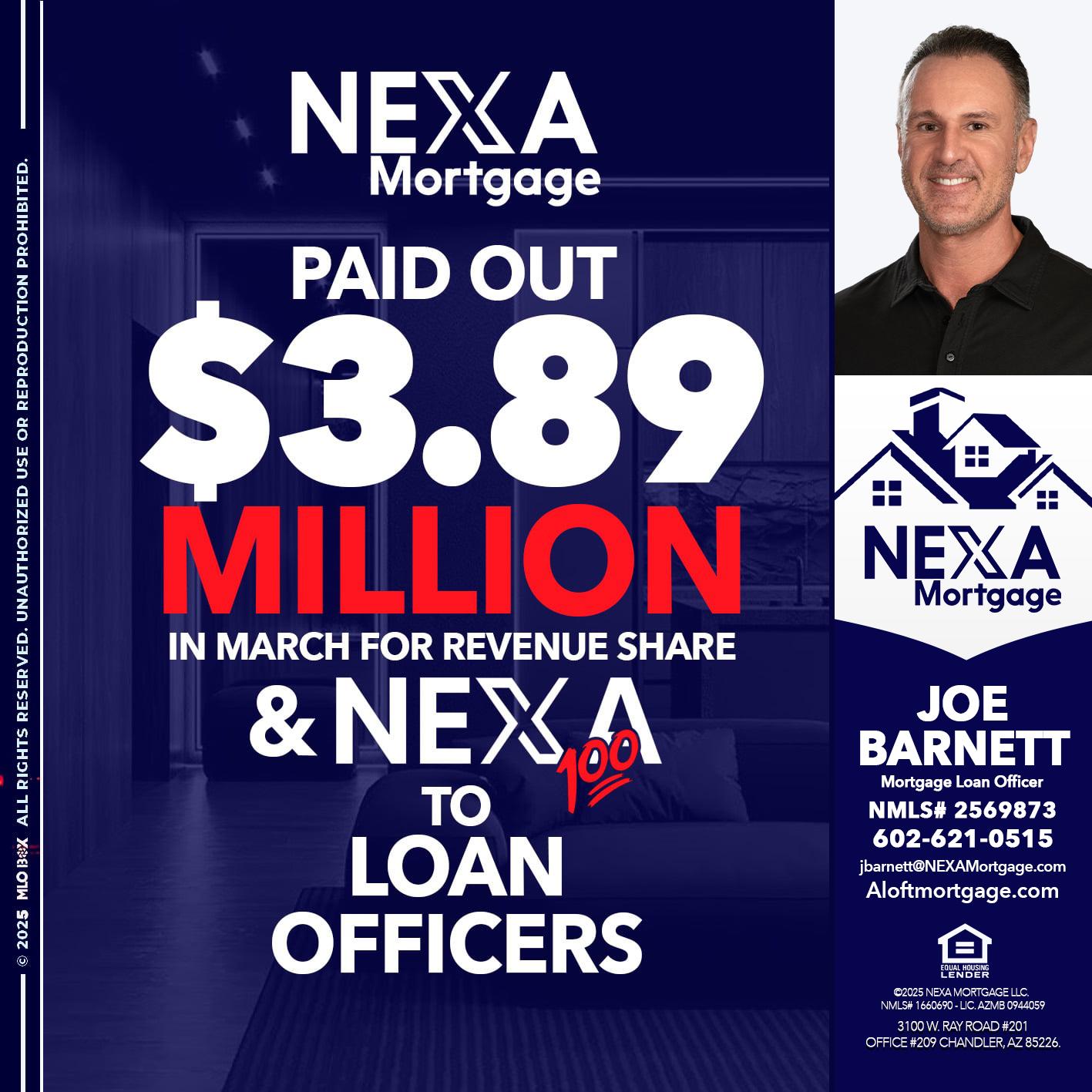 NEXA PAID OUT - Joe Barnett -Mortgage Loan Officer