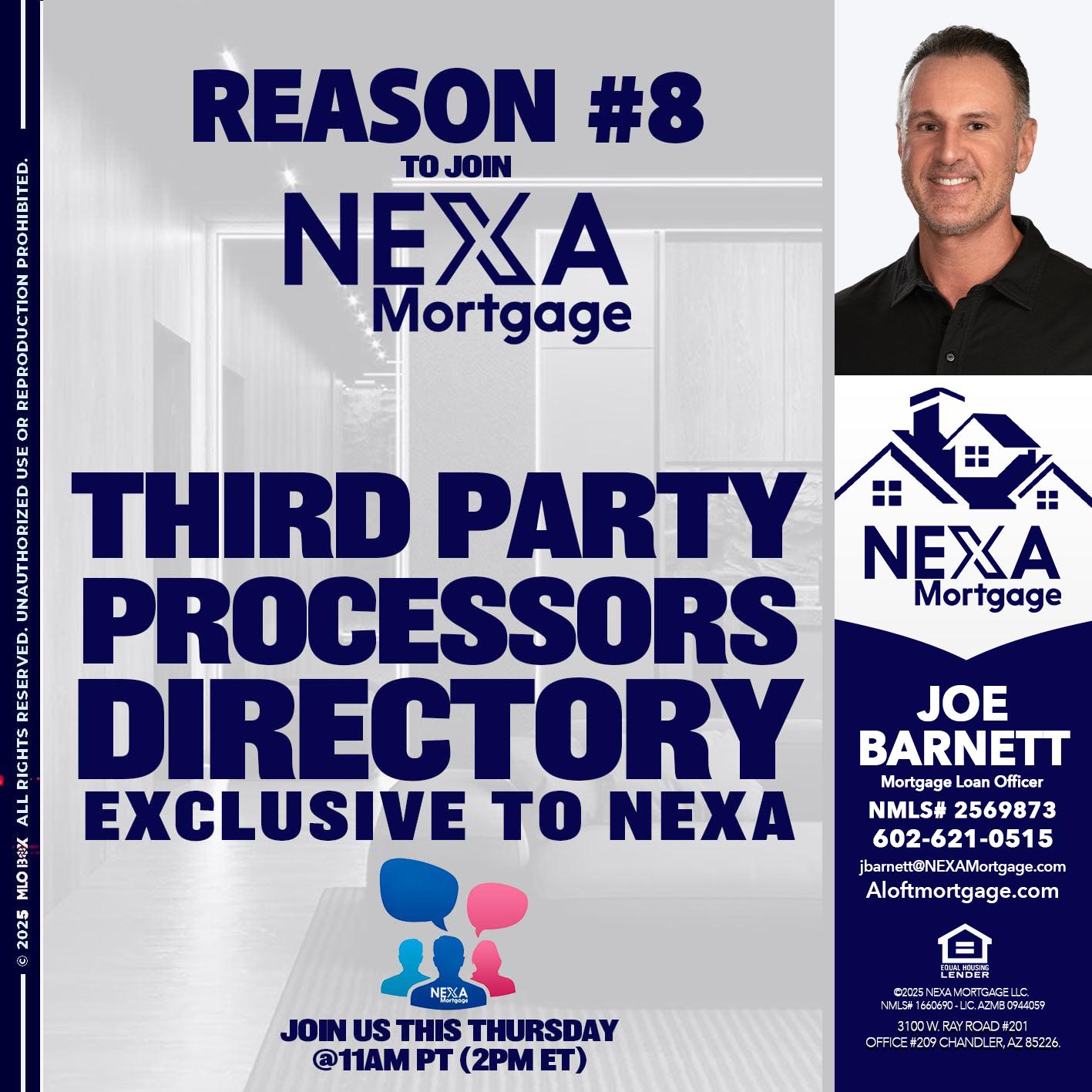 REASON 8 - Joe Barnett -Mortgage Loan Officer