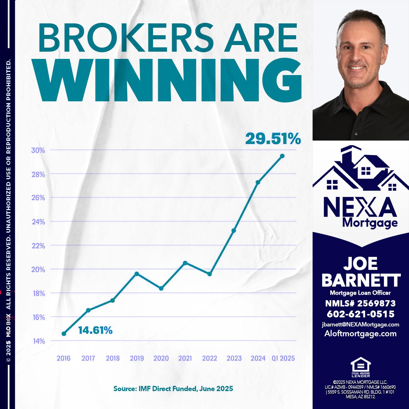 BROKERS ARE WINNING - Joe Barnett -Mortgage Loan Officer