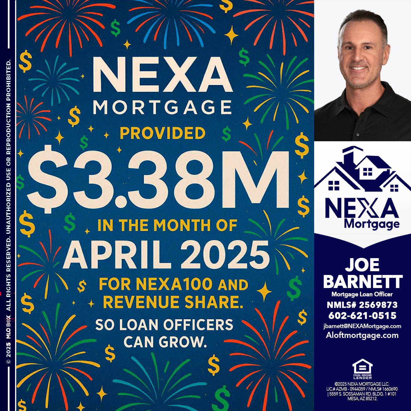 $3.38M - Joe Barnett -Mortgage Loan Officer