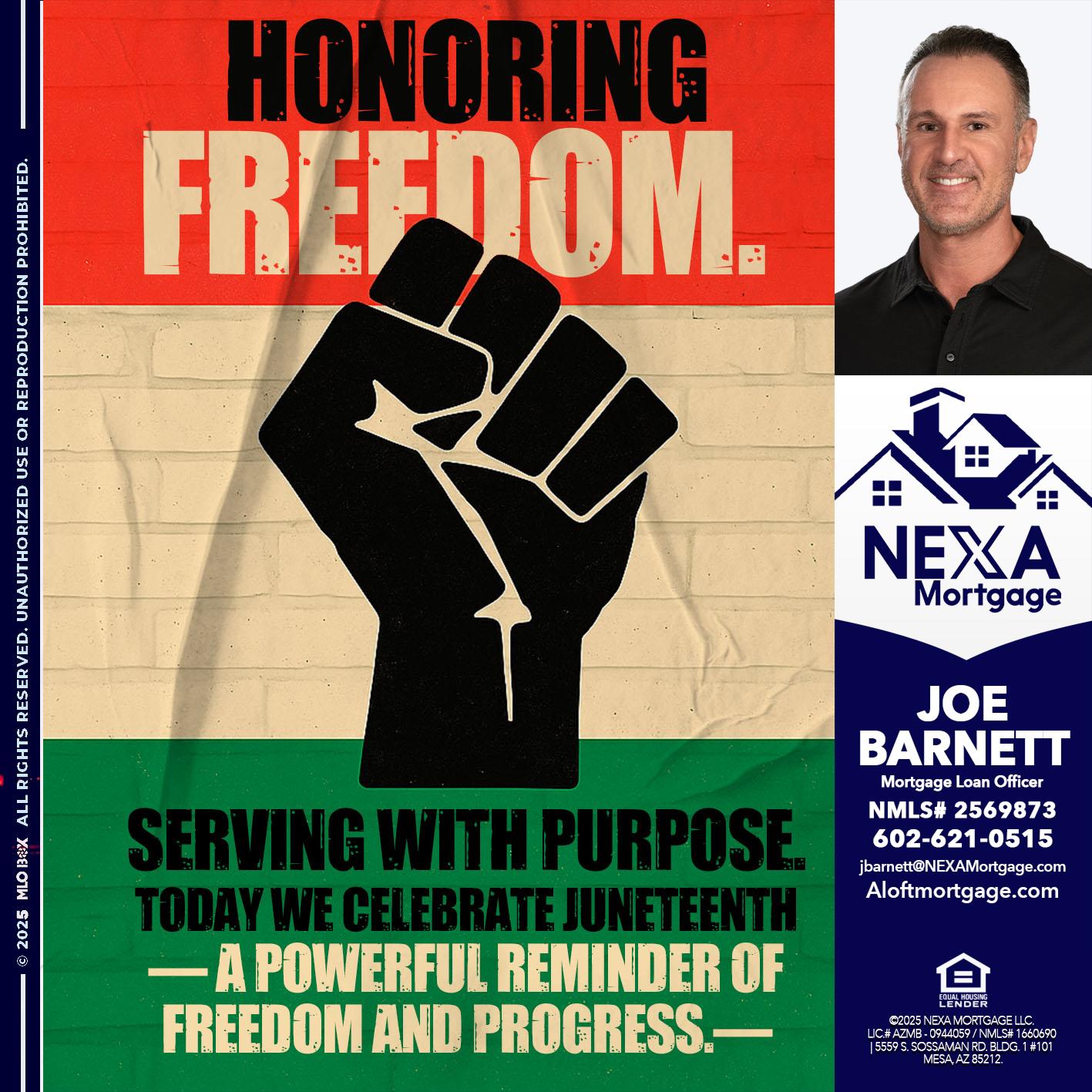 HONORING FREEDOM - Joe Barnett -Mortgage Loan Officer
