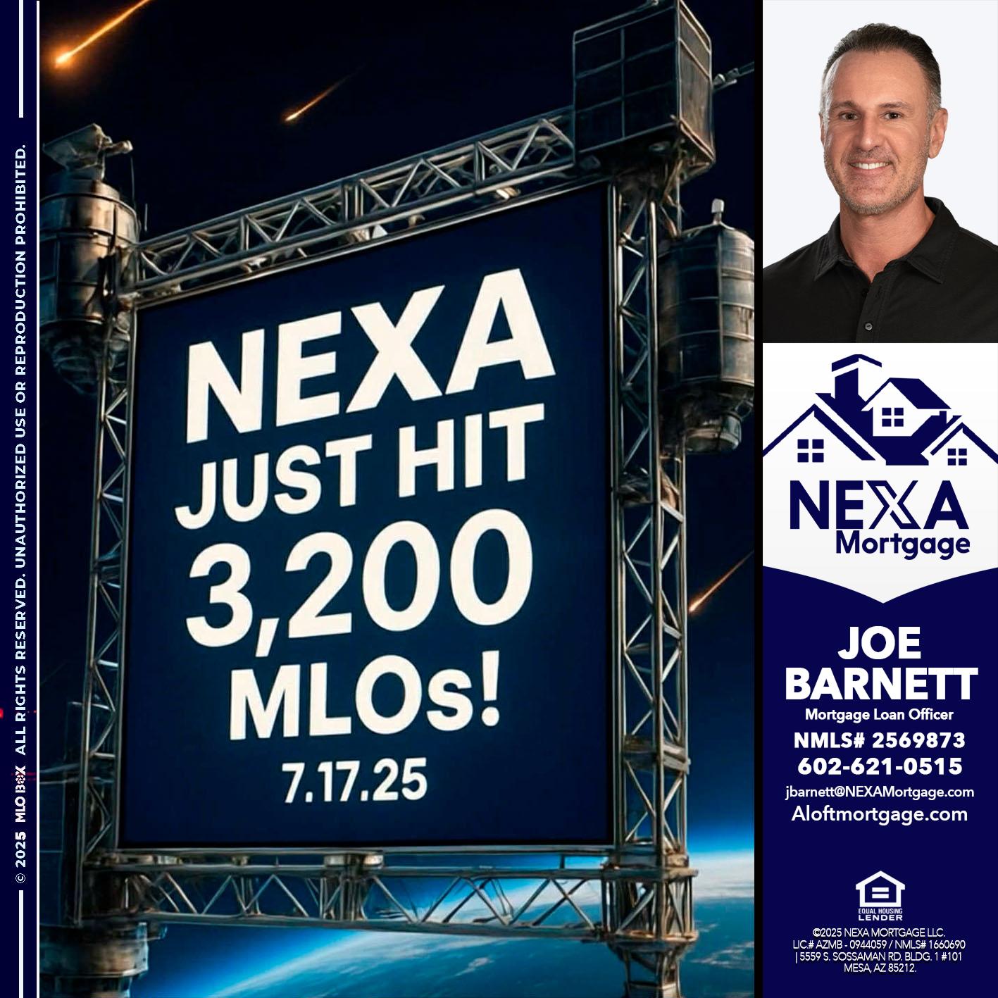 NEXA JUST HIT 3,200 - Joe Barnett -Mortgage Loan Officer
