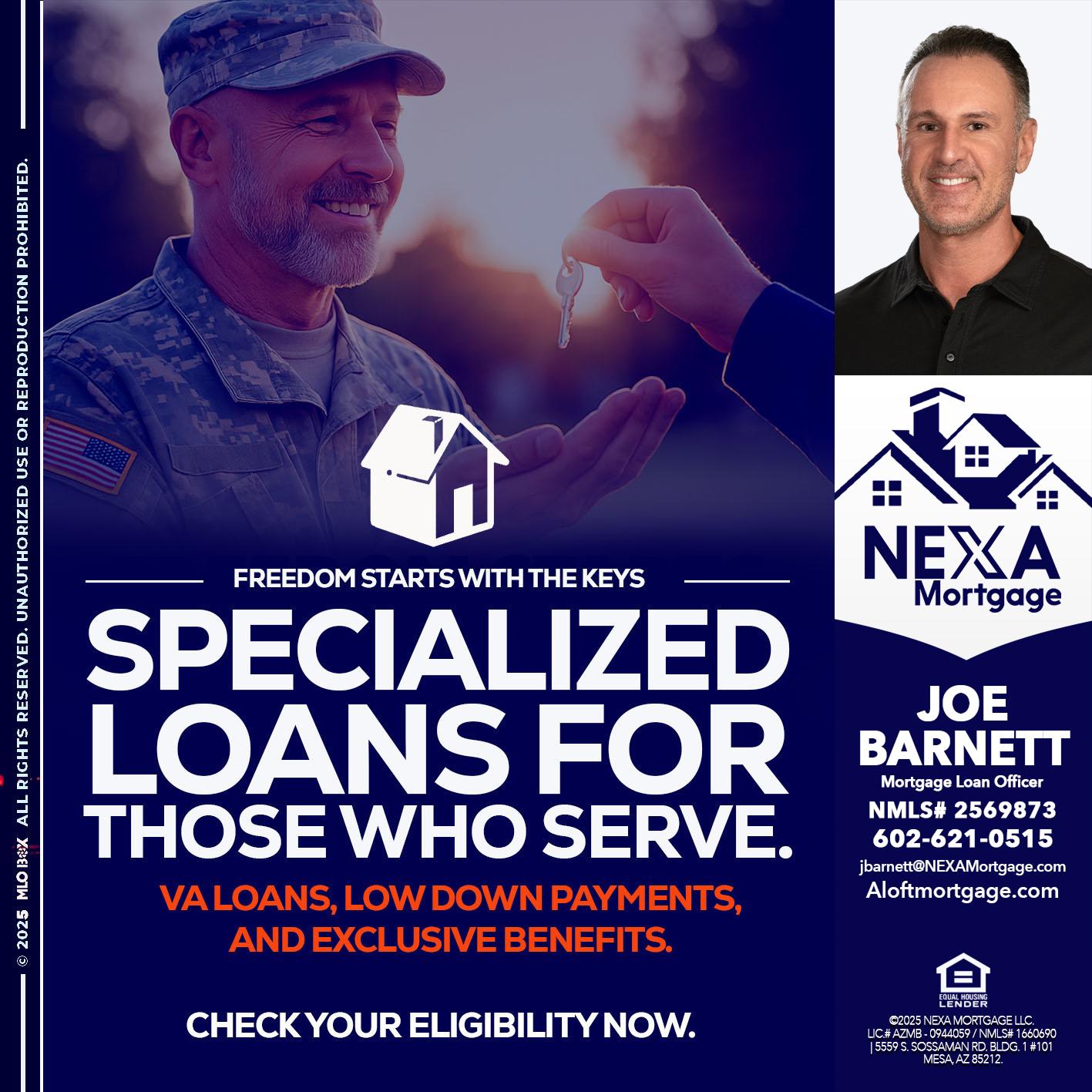 SPECIALIZED LOANS - Joe Barnett -Mortgage Loan Officer