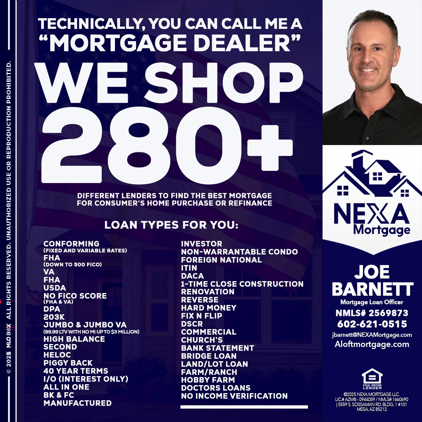 WE SHOP 280 + - Joe Barnett -Mortgage Loan Officer