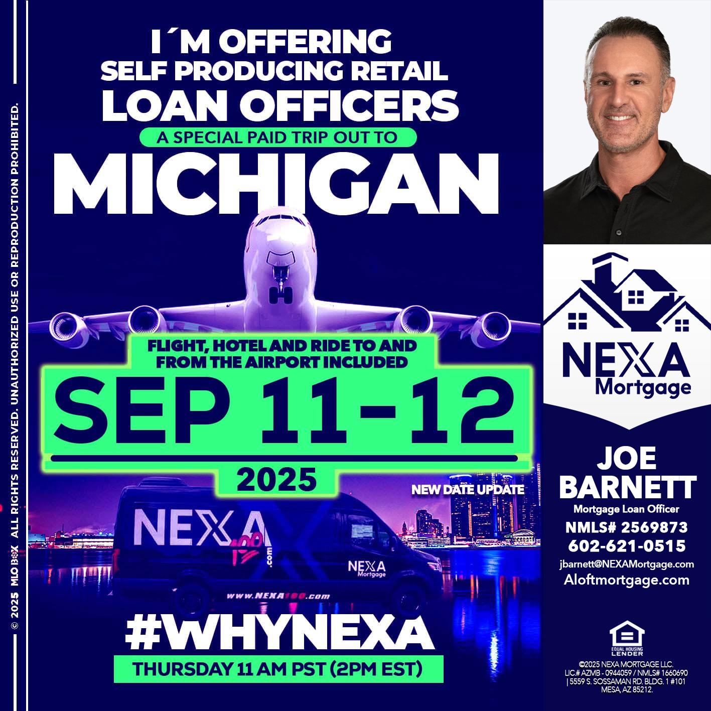michigan sep 11-12 - Joe Barnett -Mortgage Loan Officer