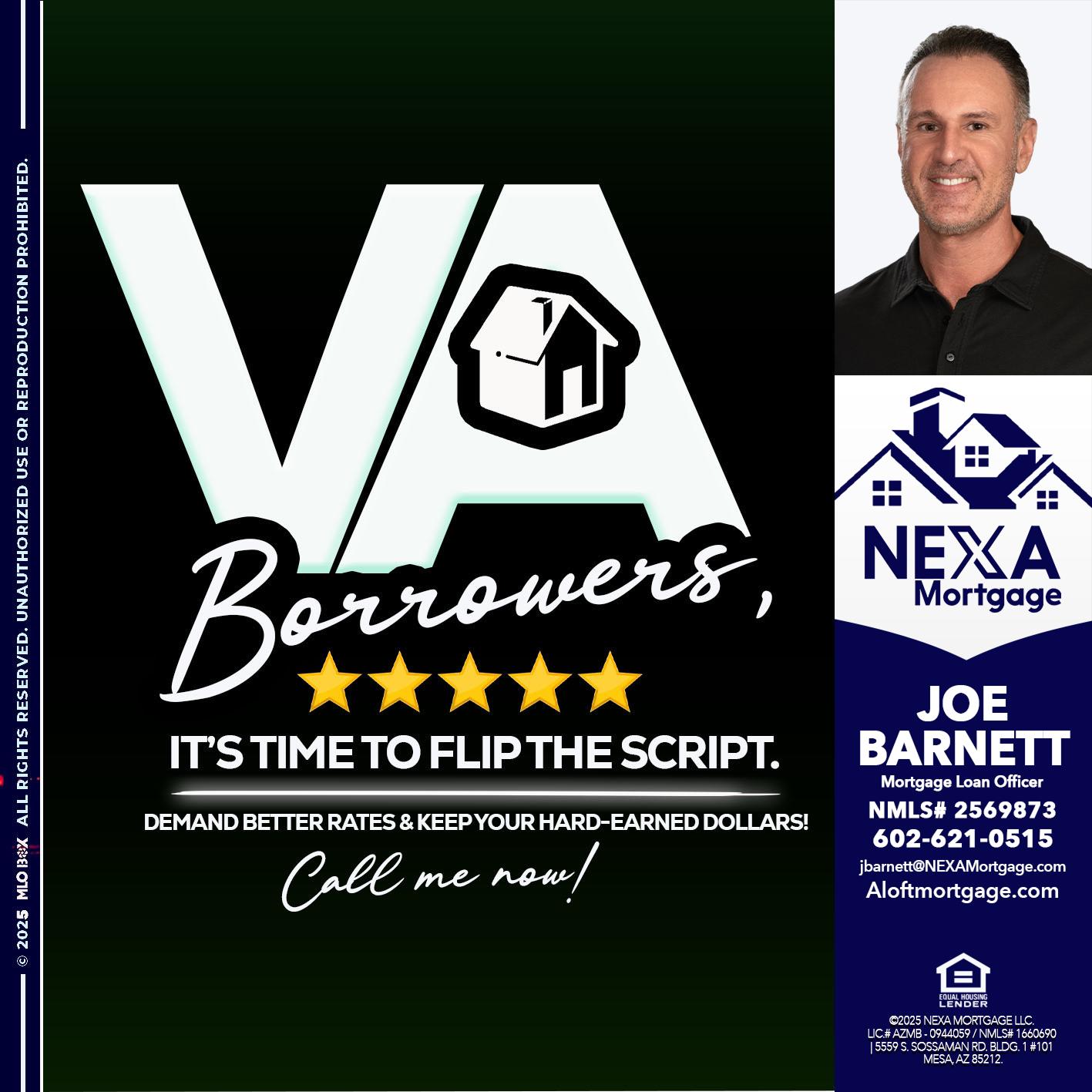 VA BORROWERS - Joe Barnett -Mortgage Loan Officer