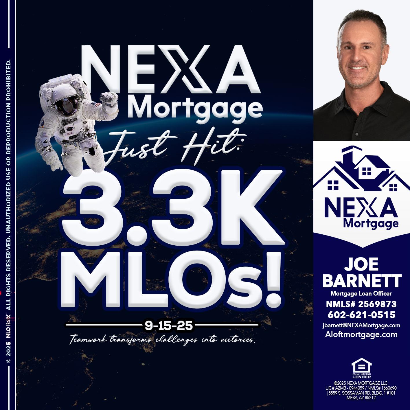 3.3K - Joe Barnett -Mortgage Loan Officer