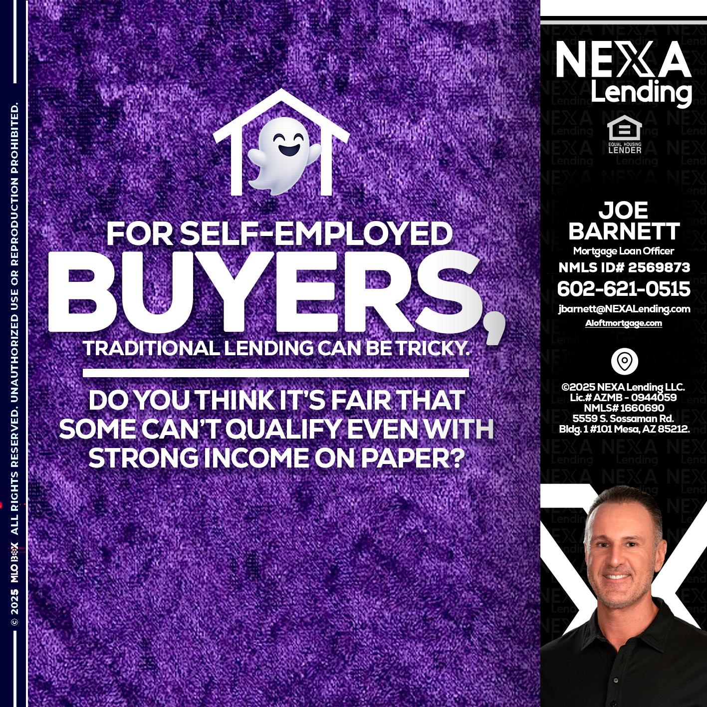 for self employed - Joe Barnett -Mortgage Loan Officer