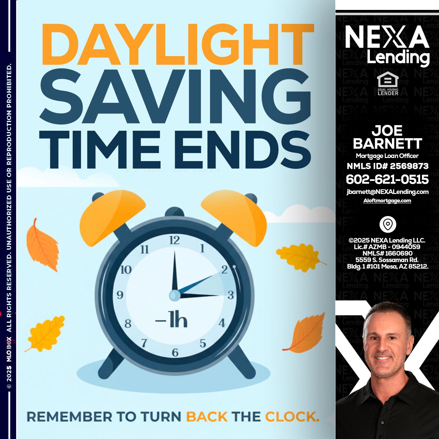 daylight saving - Joe Barnett -Mortgage Loan Officer