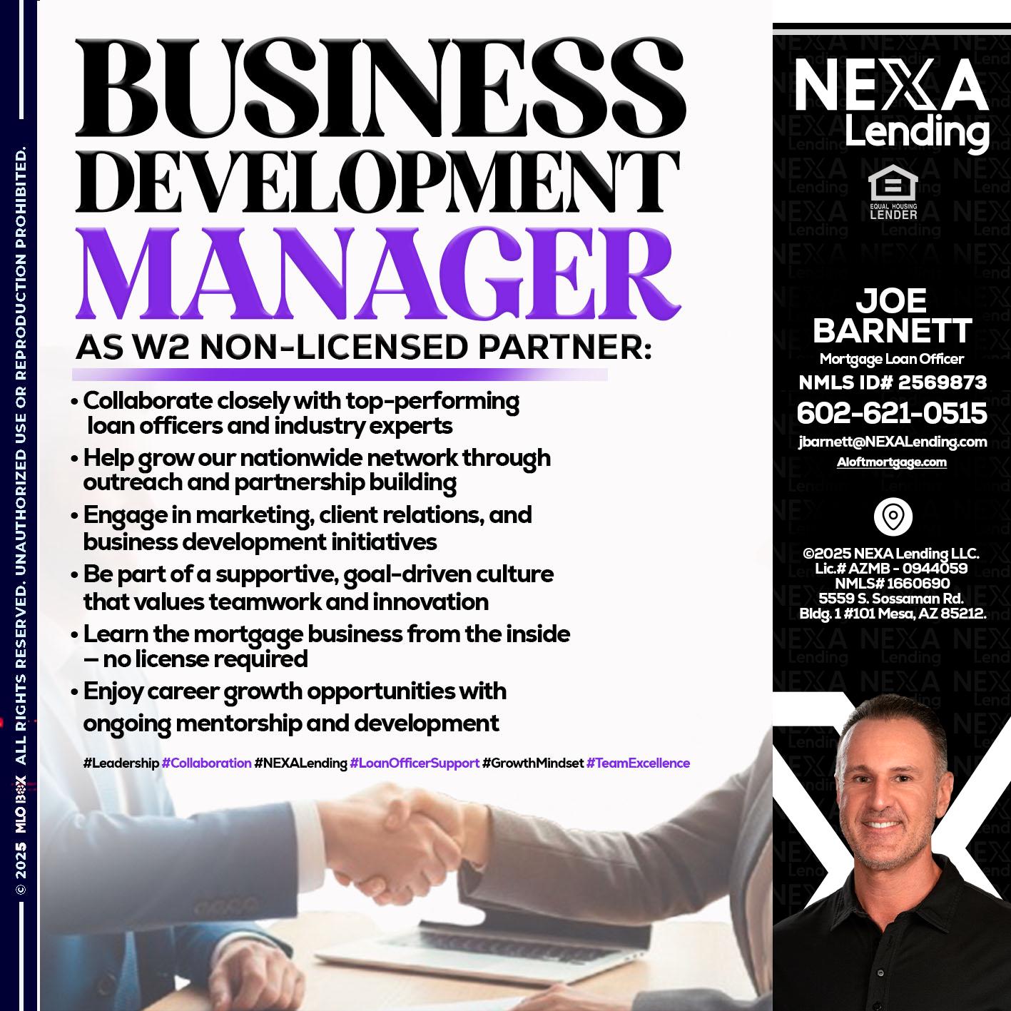 business development - Joe Barnett -Mortgage Loan Officer