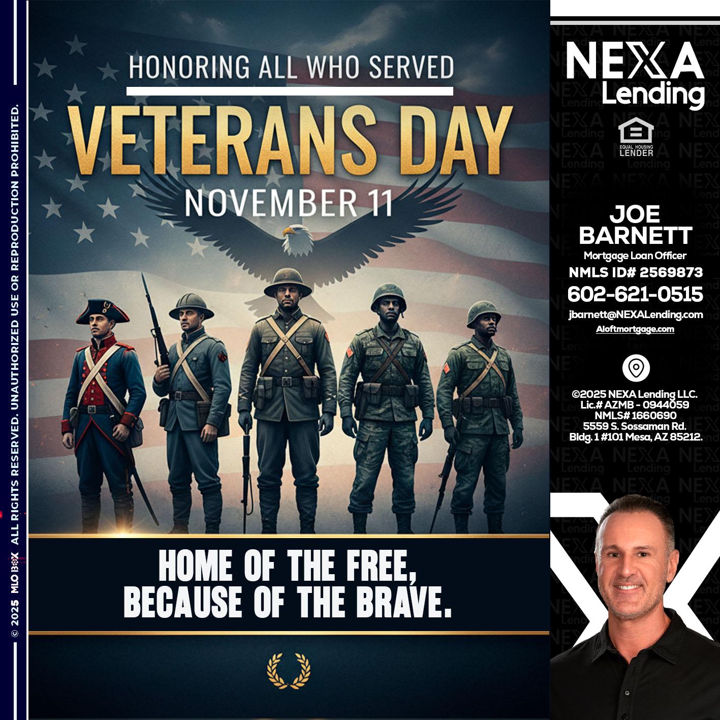Veterans Day - Joe Barnett -Mortgage Loan Officer