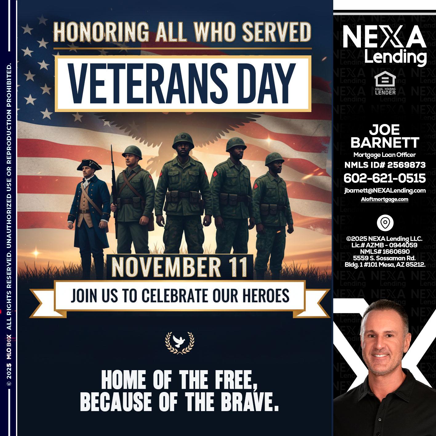 VETERANS DAY - Joe Barnett -Mortgage Loan Officer