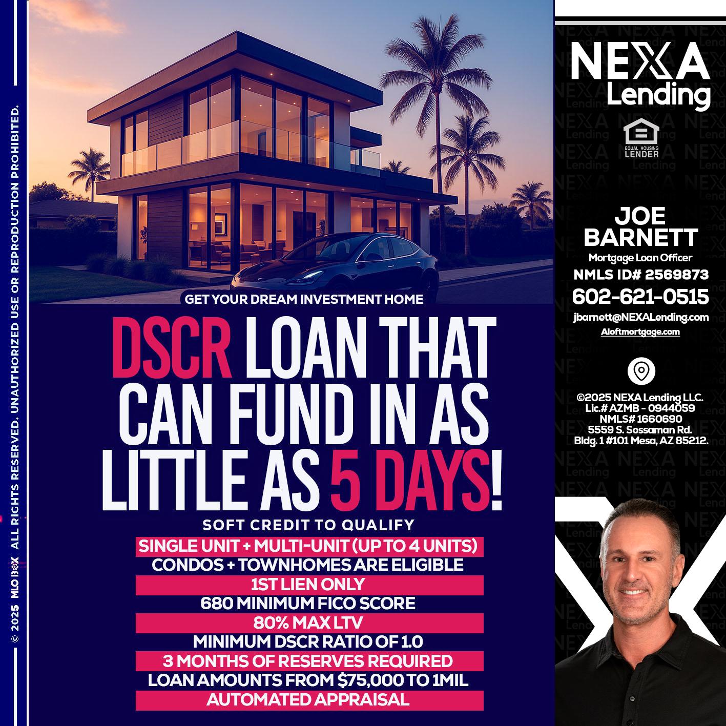 DSCR - Joe Barnett -Mortgage Loan Officer