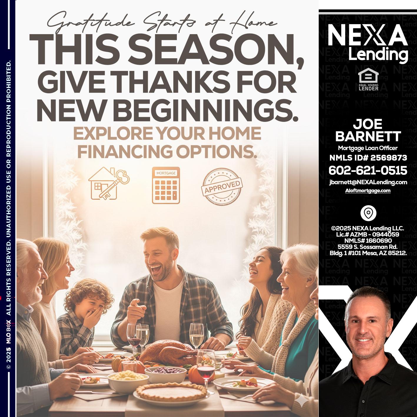 THIS SEASON - Joe Barnett -Mortgage Loan Officer