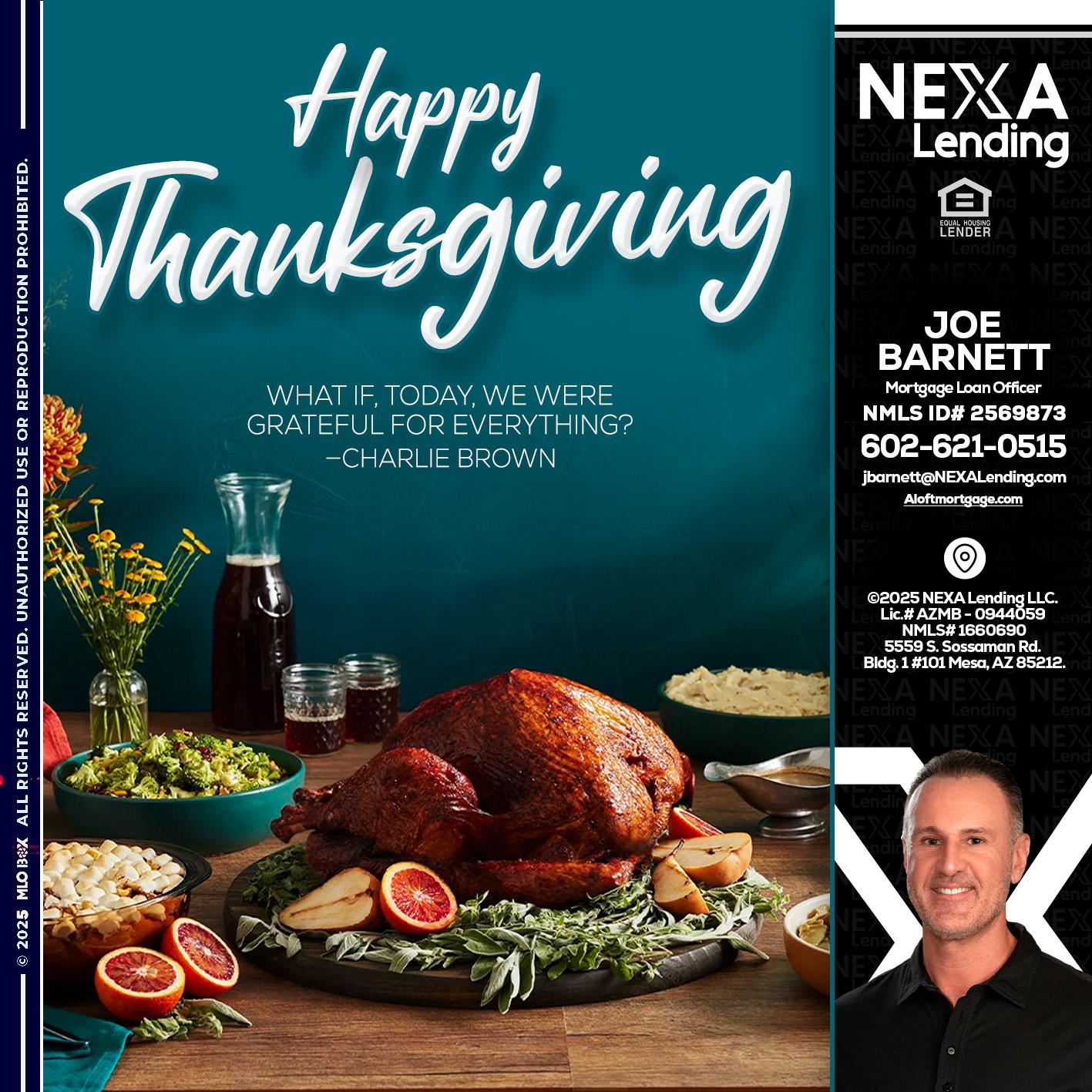 happy Thanksgiving - Joe Barnett -Mortgage Loan Officer