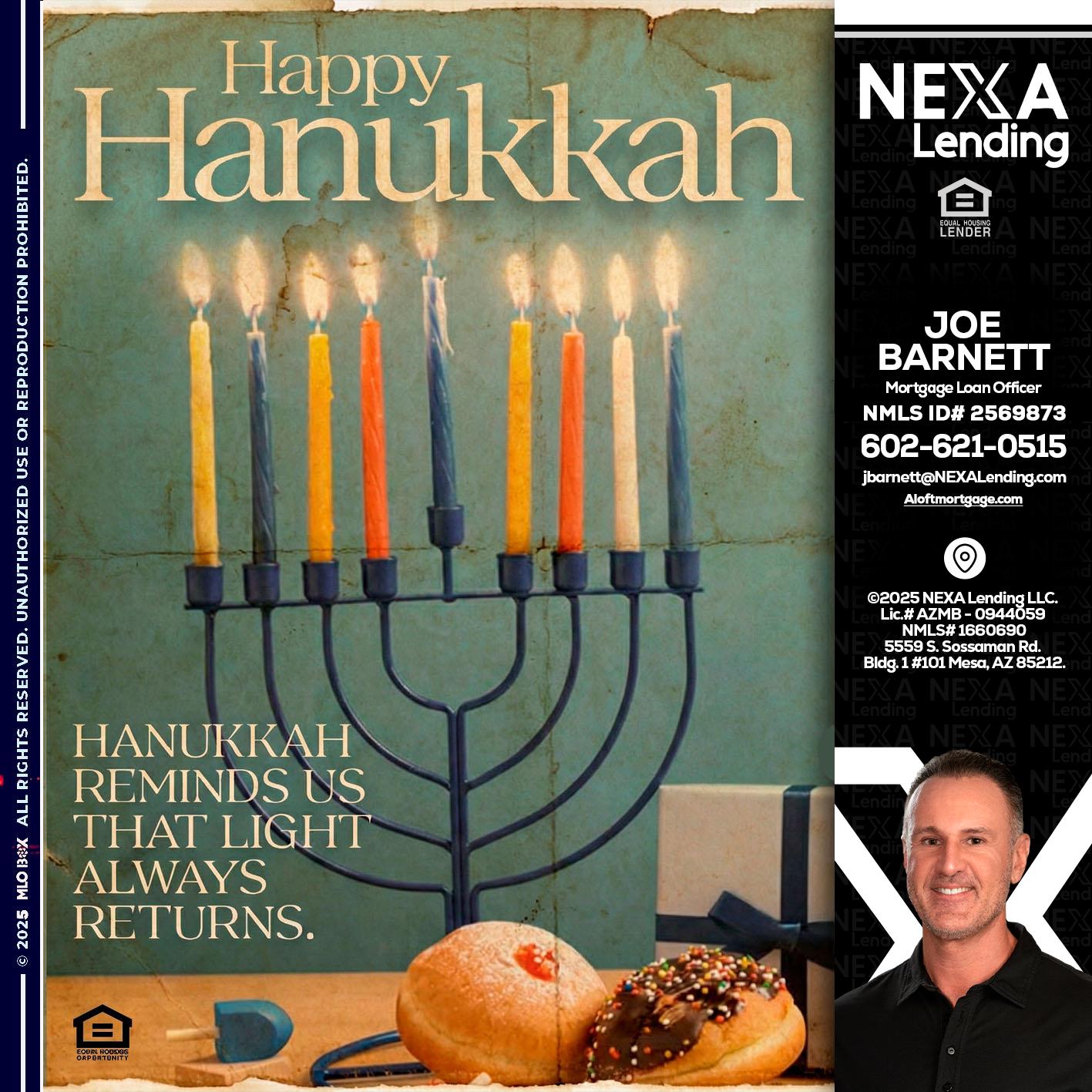 HAPPY HANUKKAH - Joe Barnett -Mortgage Loan Officer