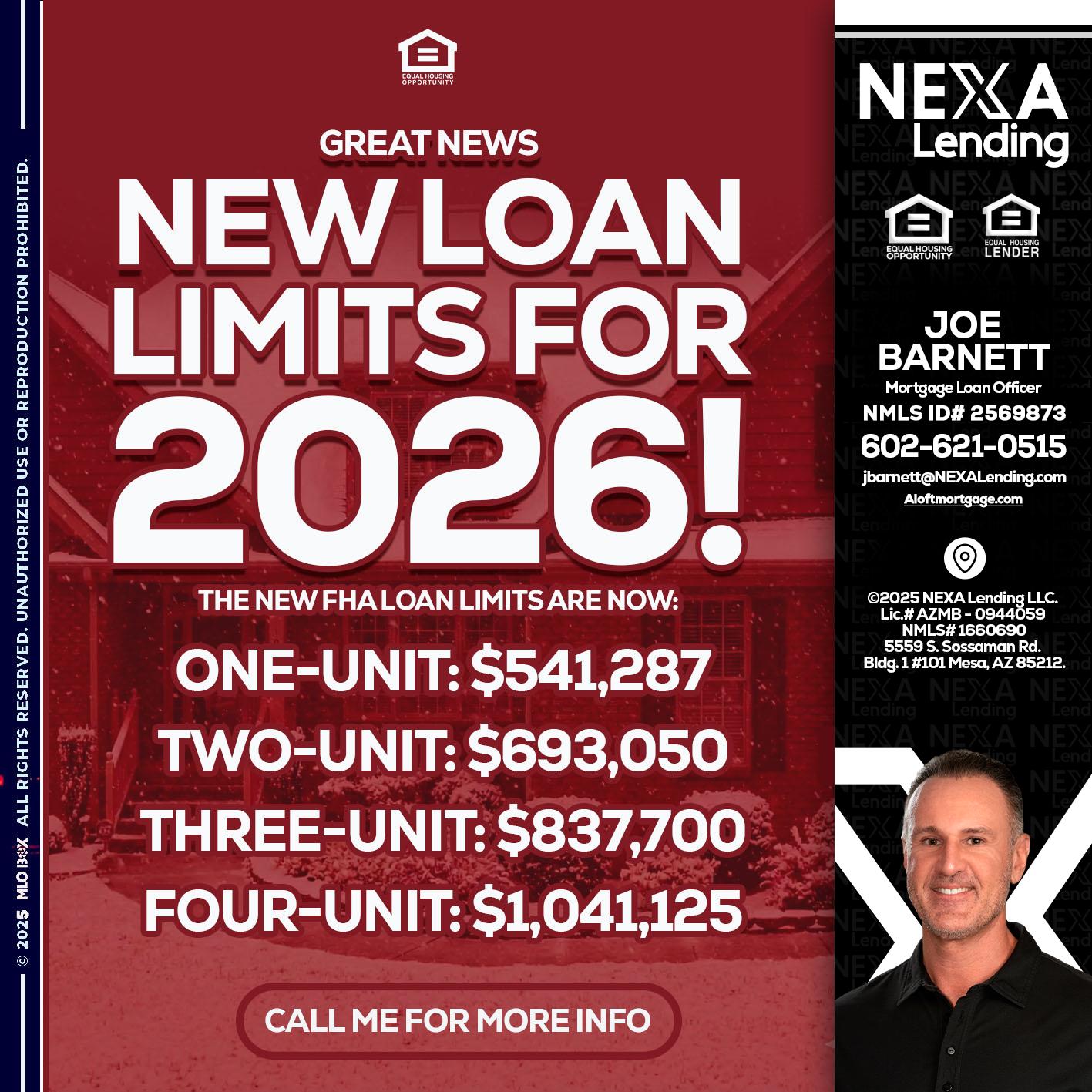 loan limits - Joe Barnett -Mortgage Loan Officer