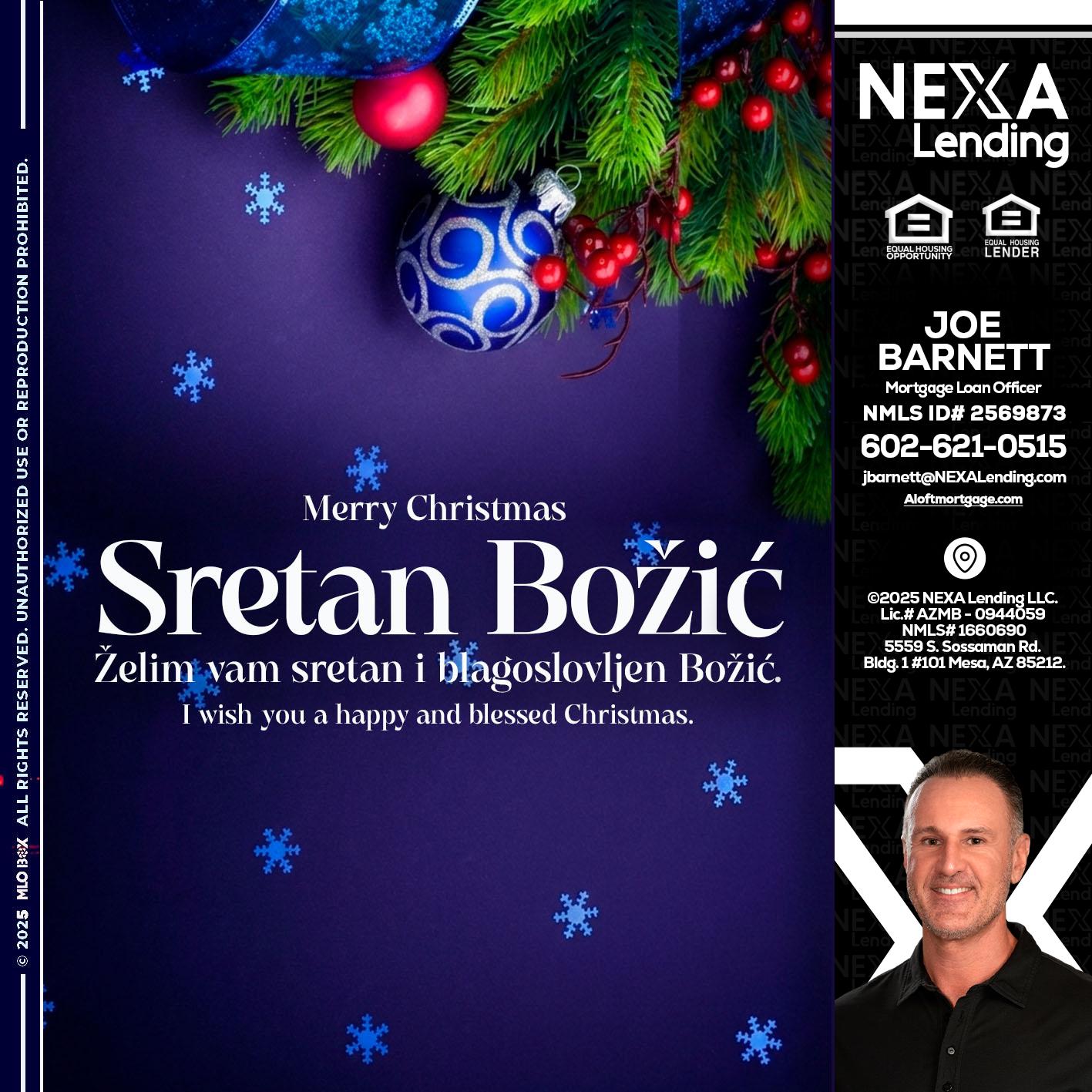 Sretan Božić - Joe Barnett -Mortgage Loan Officer