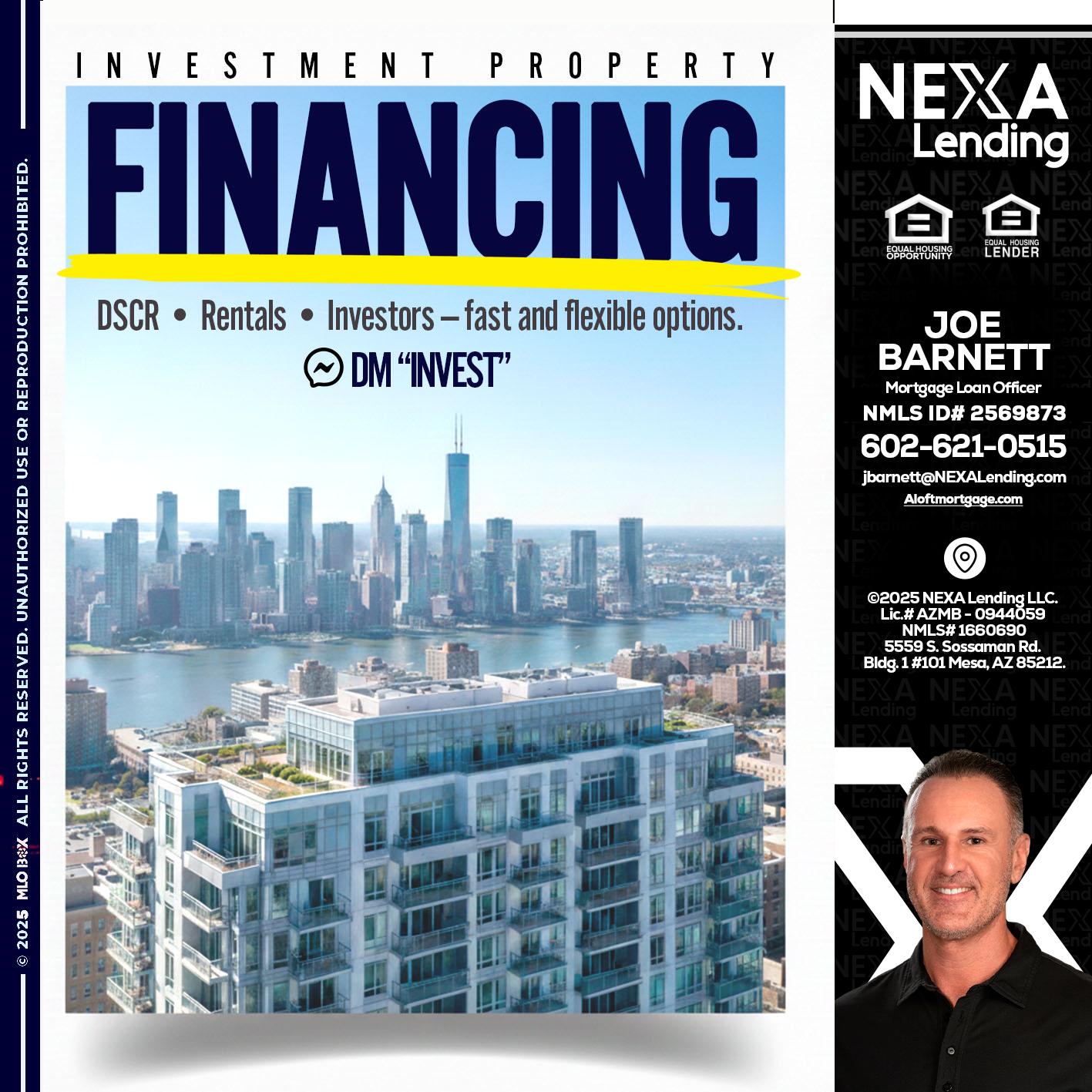 FINANCING - Joe Barnett -Mortgage Loan Officer