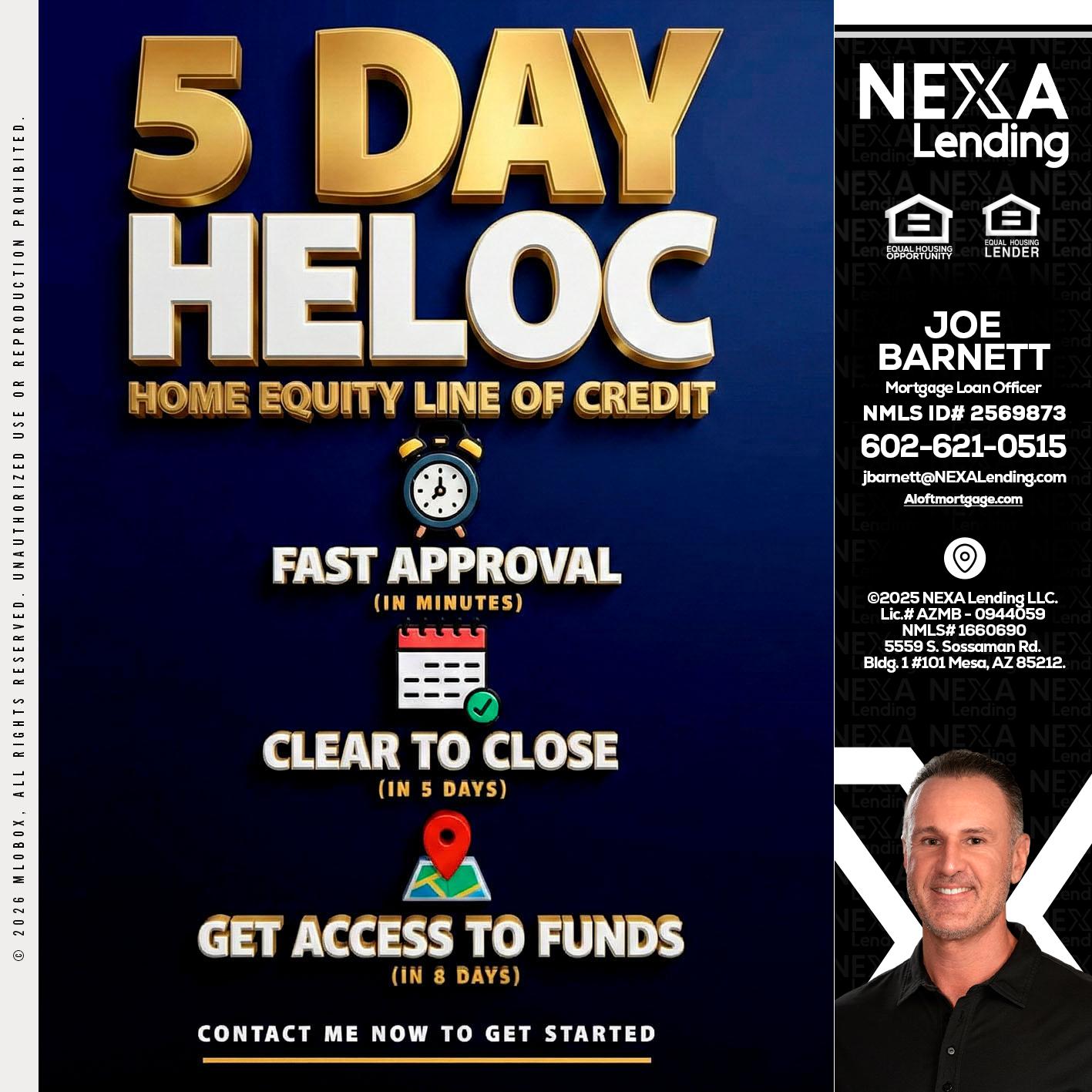 5 day hello - Joe Barnett -Mortgage Loan Officer