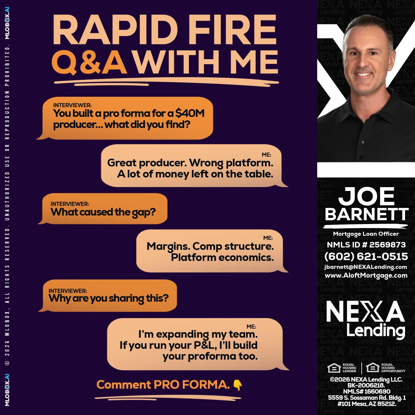 RAPID FIRE - Joe Barnett -Mortgage Loan Officer