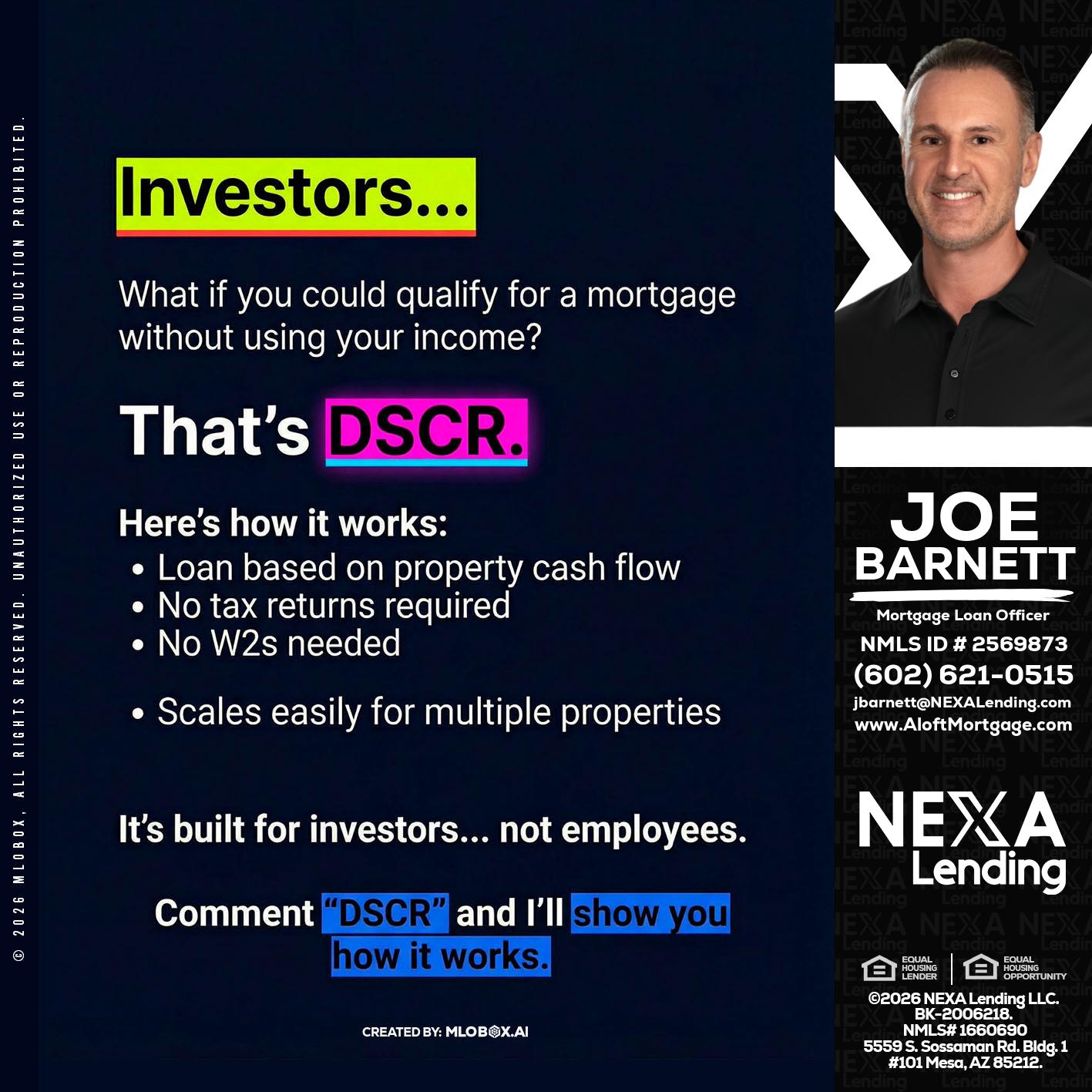 INVESTORS - Joe Barnett -Mortgage Loan Officer