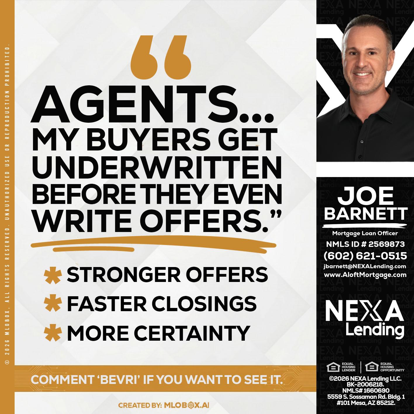 agents - Joe Barnett -Mortgage Loan Officer