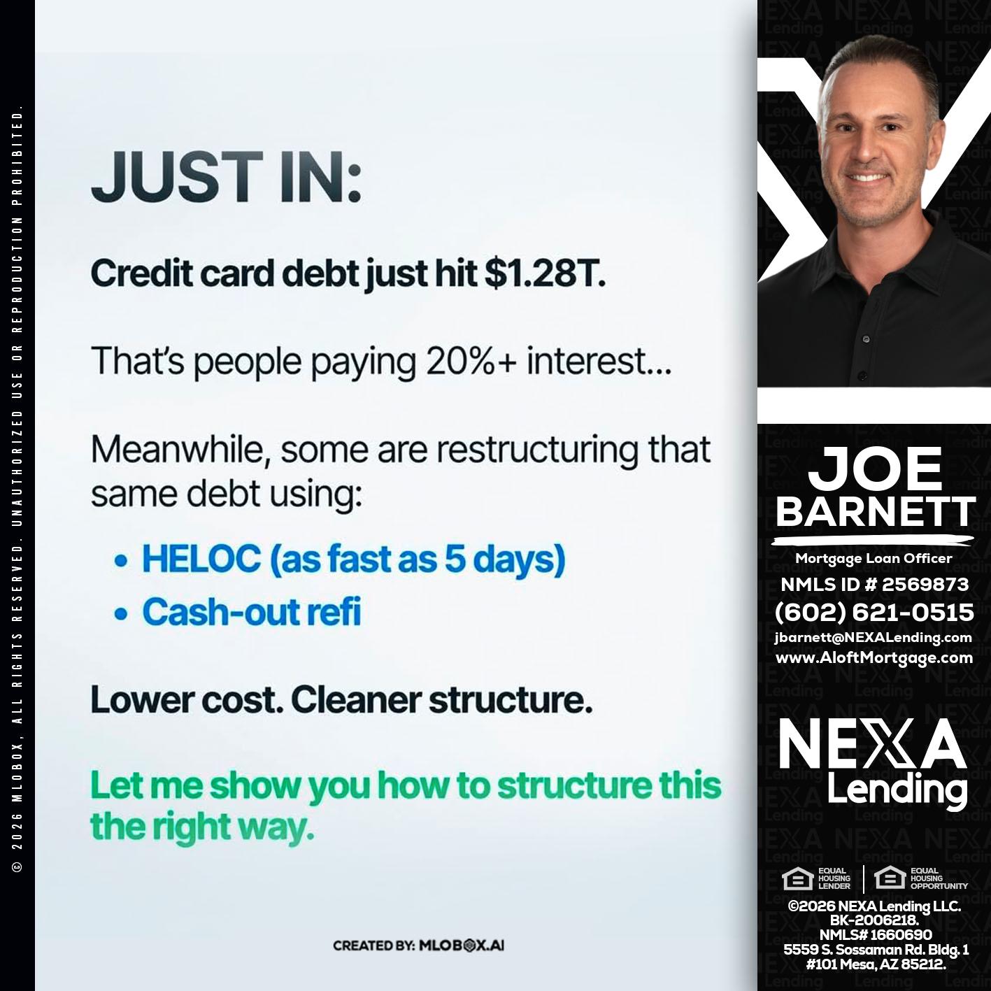 JUST IN - Joe Barnett -Mortgage Loan Officer