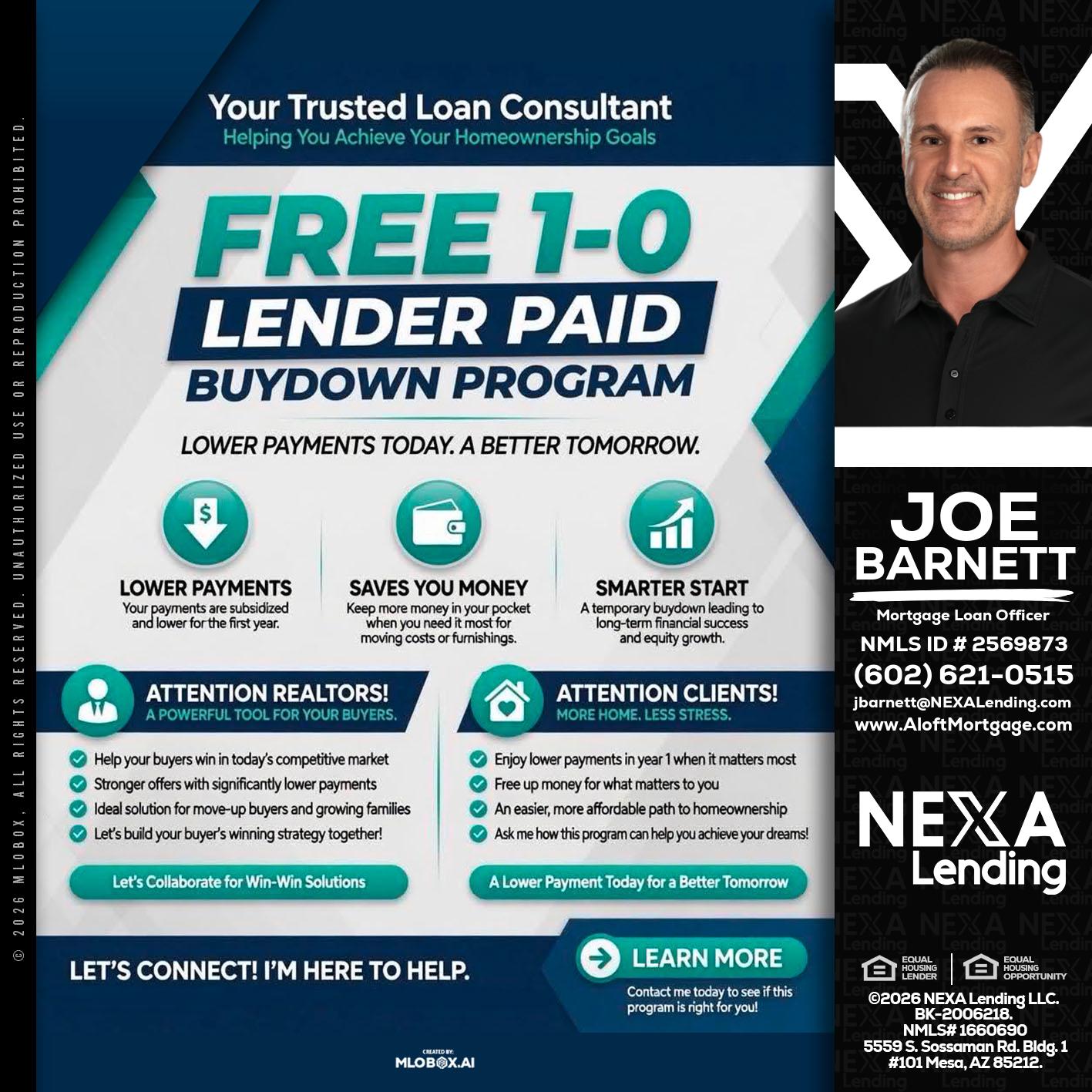 FREE 1-0 - Joe Barnett -Mortgage Loan Officer