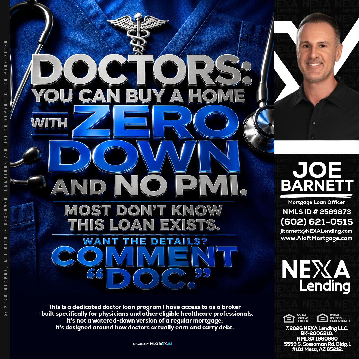 DOCTORS YOU CAN BUY - Joe Barnett -Mortgage Loan Officer