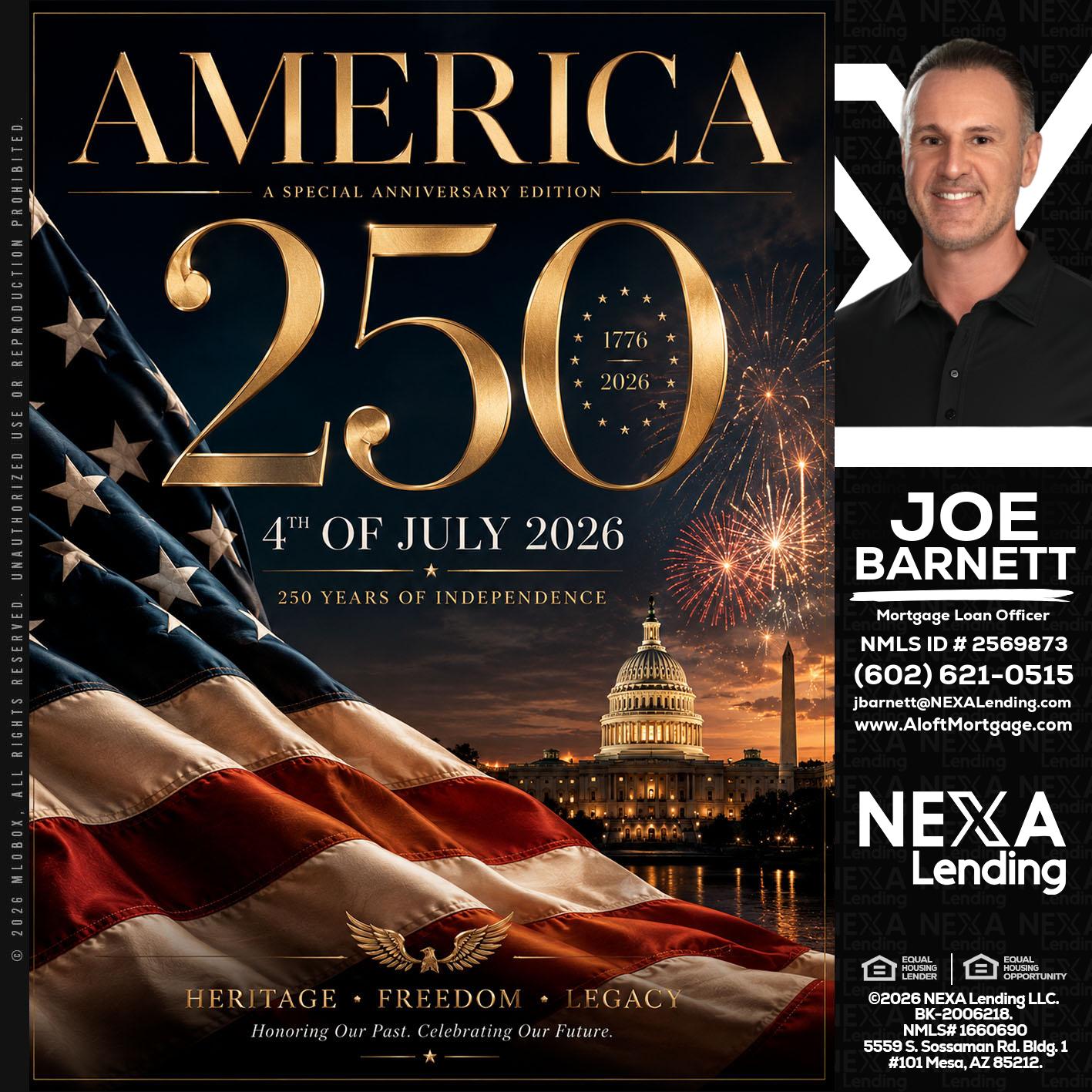 AMERICA 250 TH - Joe Barnett -Mortgage Loan Officer