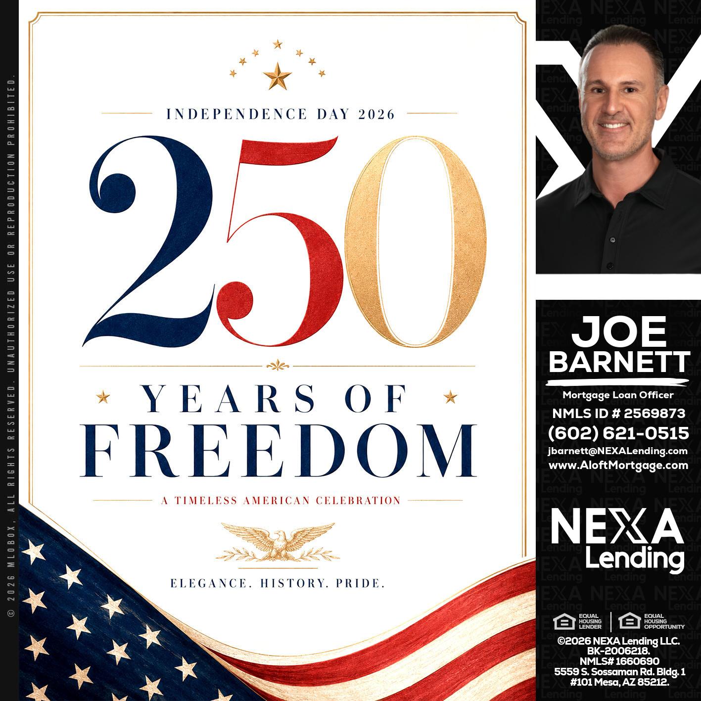 250 YEARS - Joe Barnett -Mortgage Loan Officer