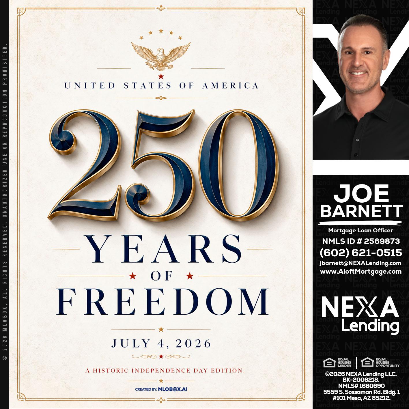 250 YEARS - Joe Barnett -Mortgage Loan Officer