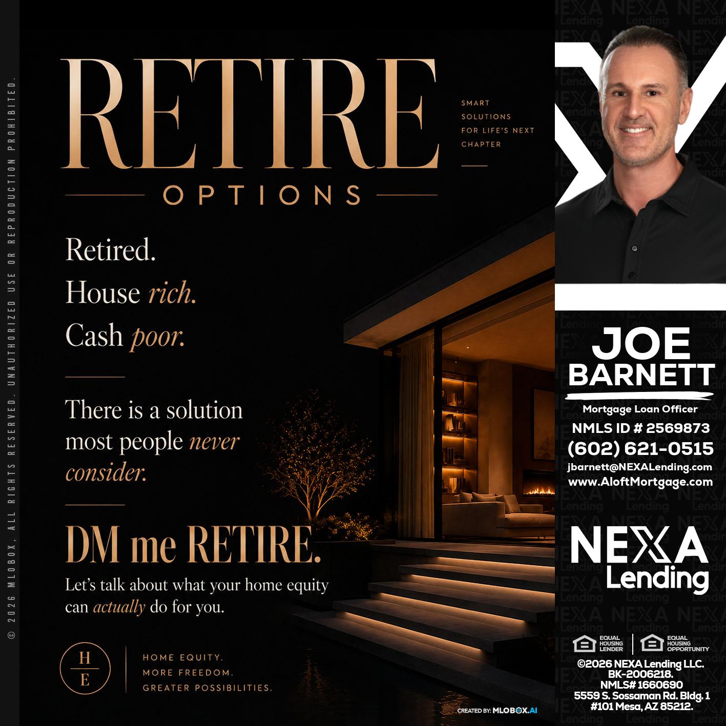 RETIRE LOANS - Joe Barnett -Mortgage Loan Officer